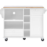 Kitchen Island Cart with Storage Cabinet and Two Locking Wheels,Solid wood desktop,Microwave WF296670AAW
