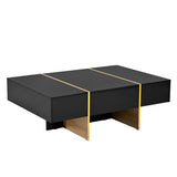 ON-TREND 47.2'' x 31.4''Minimalist High Gloss Coffee Table with 2 Drawers, Multi-Storage Rectangle N721P180693B