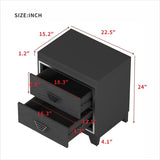 Elegant Nightstand with Metal Handle and Sparkling Shiny Decoration, Bedside Table with 2 Drawers WF531200AAB