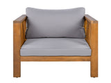 Outdoor Acacia Wood Club Chair with Modern Square Arms, Patio Chair with Thick Cushion, Adjustable N704P448452E