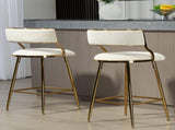 (SET of 2) 26'' Counter height bar stools Corduroy kitchen island counter bar stool with back,golden 25086377