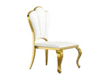 Dining Chairs Set of 2, Modern PU Leather Upholstered Chairs with Gold Stainless Steel Legs, Petal W2723P304375