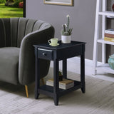 ZNTS Black Accent Table with Bottom Shelf B062P181362