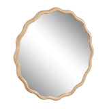 Solid Wood Wavy Mirror--Natural-Wood Vanity Mirror Wall Decor 36" x 36" Modern Mirror Wall Decor for W1445P189556