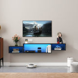65.35in Wall Mounted Floating TV Stand with 20 Color LEDs and Charging Station W331P242458