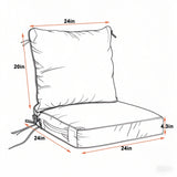 24x24 Inch Outdoor Deep Seat Cushion Set - Waterproof Fade-Resistant Patio Furniture Cushions with W419P290474