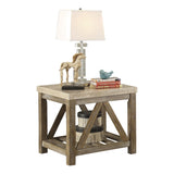 Industrial Style Angled Support 1pc End Table with Bottom Shelf Marble Top Creamy White Wooden B011P175698