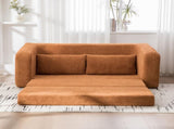 71" 2-in-1 Pull Out Foldable Loveseat Sofa Bed with Armrest & Backrest Pillows, Convertible Chenille W3118P388900