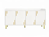 White 4-Door Buffet Storage Cabinet with Push-to-Open Soft Close Doors, Adjustable Metal Legs 88334688
