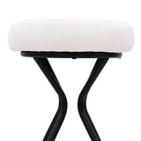 Modern Backless Bar Stools Set of 2 Round Upholstered Counter Stools for Kitchen Island Velvet W1757P294424