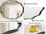 24" Wavy Round Decorative Mirror With Deep Frame, Black 00246898
