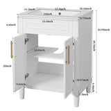 24" Vanity with Integrated Ceramic Sink, Cabinet with 2 Doors, Single Sink N710P277711K