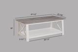 White Brown 3-Piece Set Table Top Cocktail Rectangular Coffee Table and Two Matching Square End B011P244337