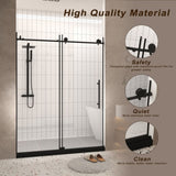 Frameless shower door 60 "W x 76" H, 1/4 " Clear Tempered Glass, Explosion Proof Film, W1675P306962