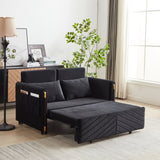 MH 54" Modern Convertible Sofa Bed with 2 Detachable Arm Pockets, Velvet Loveseat Sofa with Pull Out W1193P254888