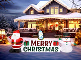 9.8 FT Lighted Inflatable Decoration, Inflatable Santa Claus and Snowman Holding Merry 08015417