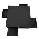 ON-TREND Modern High Gloss Coffee Table with 4 Drawers, Multi-Storage Square Cocktail Tea Table with WF314582AAB