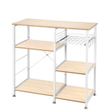 ZNTS 3-Tier Kitchen Baker's Rack Utility Microwave Oven Stand Storage Cart Workstation Shelf White Oak 16779105