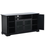 ZNTS U-Can TV Stand for TV up to 65in with 2 Tempered Glass Doors Adjustable Panels Open Style Cabinet, WF287841AAB