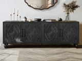 Carved Flower Door Large Storage Cabinet With Metal Handle Suitable For Living Room, Kitchen, W1445P164168