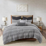 Cotton Jacquard Comforter Mini Set Grey/Black Full/Queen B035128809