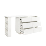 L Shaped Computer Desk with Drawers, Modern Corner Home Office Desk with Reversible Storage Cabinet, W331P286247