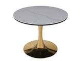 23.62"GOLDEN AND WHITE Tulip Table Mid-century Dining Table for 2-4 people With Round cremic Table W234P540492