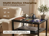 Bedside Table Charging Station Nightstand with USB/C Ports, Adjustable Drawers, 3-Tier Storage Shelf 50066744