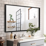 36x30inch Glossy Black Bathrooms For Wall Rectangle Vanity Corner Hangs Farmhouse W2091P214073