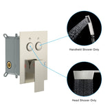 Dual Shower Head - 10 Inch Wall Mounted Square Shower System with Rough-in Valve, Brushed Nickel W1243P262630