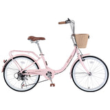 7 Speed City Bike With Basket , Steel Frame,Multiple Colors 22 Inch Girls Bicycle W1019P206031