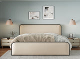 Modern Metal Bed Frame with Curved Upholstered Headboard and Footboard Bed with Under Bed Storage, N701P229014B