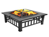 Portable Courtyard Metal Fire Pit with Accessories Black 52194990