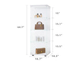 Glass Display Cabinet 4 Shelves with Door, Floor Standing Curio Bookshelf for Living Room Bedroom W1806P197873