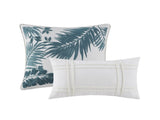 6 Piece Oversized Cotton Comforter Set with Throw Pillow Blue Full B035128765