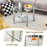 ZNTS Contemporary Minimalist Double Layer Tempered Glass Coffee Table - 27.5" Top and 23.6" W1151P234011