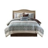 7 Piece Comforter Set Blue Queen B03597161