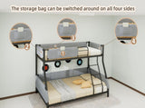 Sturdy Twin Over Full Metal Bunk Bed with Detachable Linen Storage Bags - Space-Saving Design for W1935P534743