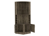 Bar cabinet 71" H, with two shelves at the top, 1 glass holder, 8 exterior bottle racks, 1 central B097132989