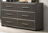 1pc Contemporary 6-Drawer Dresser with Chrome Accents Gray Rustic Finish Bedroom Wooden Furniture B011P236785