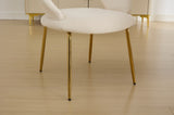 061-Set of 1 Velvet Fabric Chairs With Curved Backrest and Golden Metal Legs for Kitchen or W527P255475