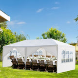 ZNTS 10'x20' Outdoor Party Tent with 6 Removable Sidewalls, Waterproof Canopy Patio Wedding Gazebo, White 40291651
