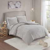 King/Cal King 3 Piece Tufted Cotton Chenille Floral Duvet Cover Set B035129183