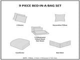 9-Piece Queen 9 Piece Comforter Set with Cotton Bed Sheets,Black B035P408251
