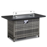 ZNTS 43-Inch Fire Table,50000 BTU Gas Firepit with Volcanic Stone Black 42383466