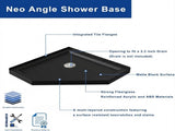 Goodyo 36 in. D x 36 in. W x 3.4 in. H Corner Drain Neo-Angle Shower Base Black, No Drain Kit D163147917