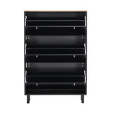 ON-TREND Narrow Design Tipping Bucket Shoe Cabinet with 3 Flip Drawers, Wood Grain Pattern Top WF308731AAB