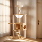 48.8" Modern Cat Tower, Wood Cat Tree Tower for Indoor Cats, Cat Treewith Sisal-Covered Scratching 95997833