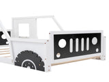 Twin Size Classic Car-Shaped Platform Bed with Wheels,White WF296353AAK