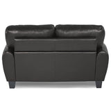 ZNTS Modern Living Room Furniture 1pc Loveseat Black Faux Leather Covering Retro Styling Furniture B01159022